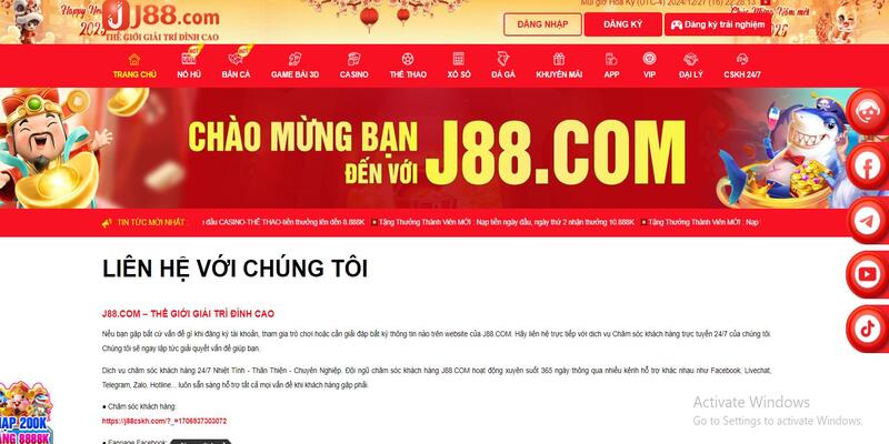 Đánh giá tính năng bộ phận liên hệ J88 
