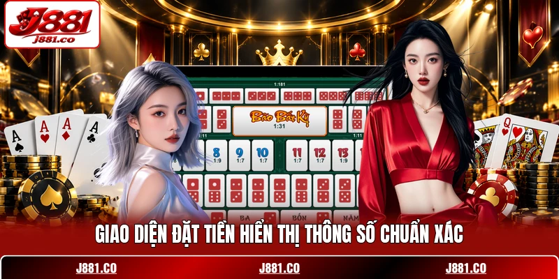 Giao diện đặt tiền hiển thị thông số chuẩn xác